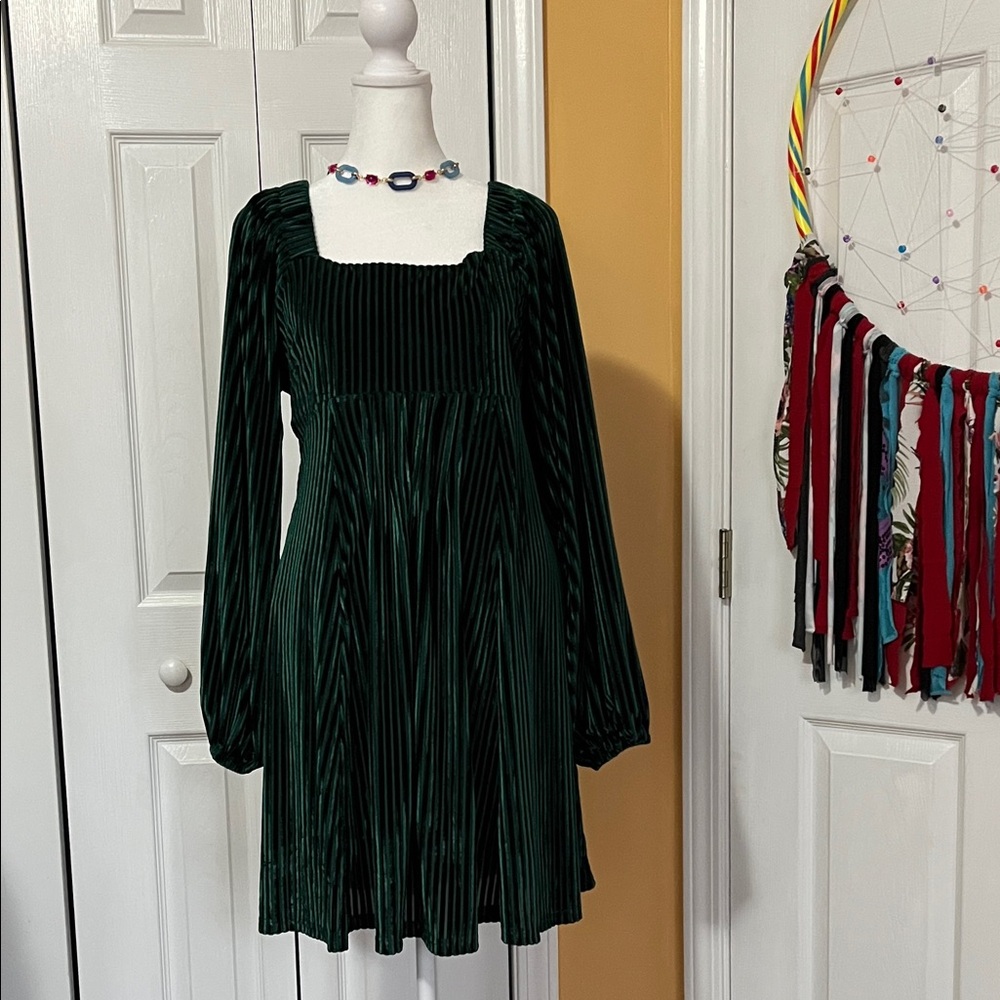 NWOT Elegant Green Velvet Dress